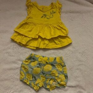 Carter's Yellow Ruffled Top and Lemon Print Shorts Set